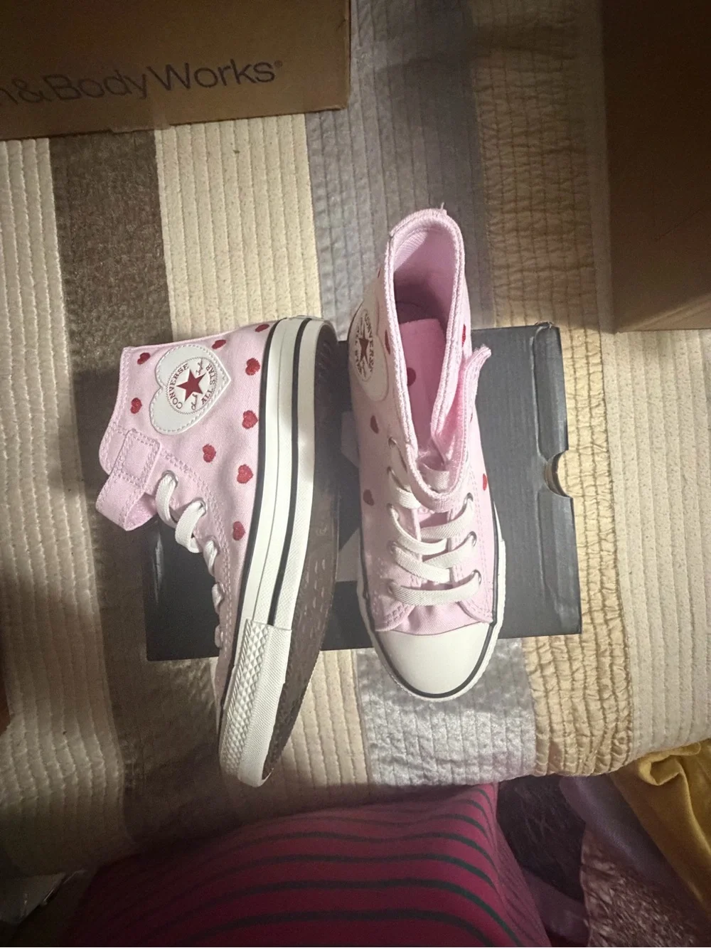 Converse Pink High-Top Kids Sneakers with Heart Accents